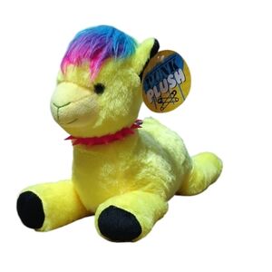Punk Plush 14" Yellow Llama With Pink Spiked Collar